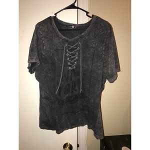 Boohoo Plus Lace Up Vintage T-shirt